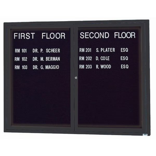 Black Framed Enclosed Letterboard Cabinet 36